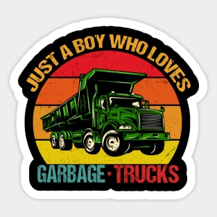 Just A Boy Who Loves Garbage Trucks Sticker